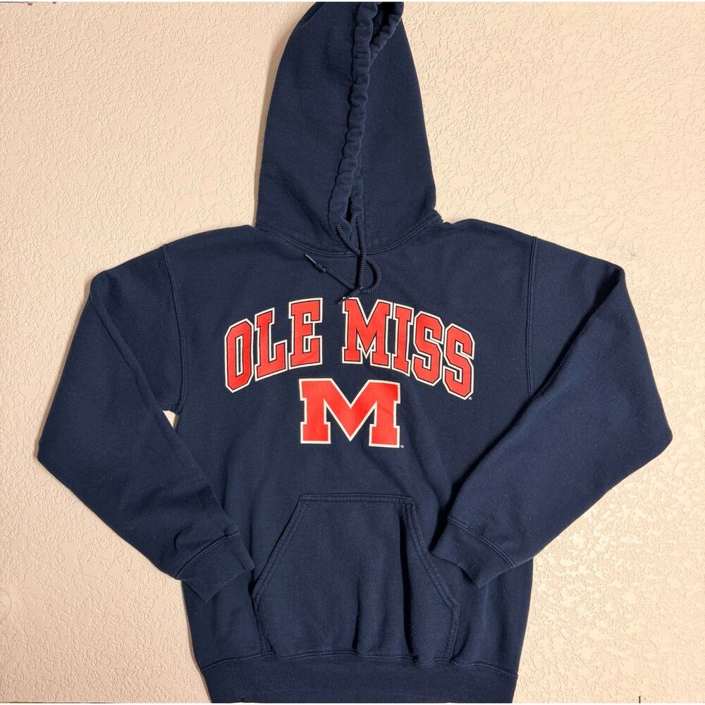 Ole Miss Rebels Navy Pullover Hoodie Red Logo Size Unknown NCAA